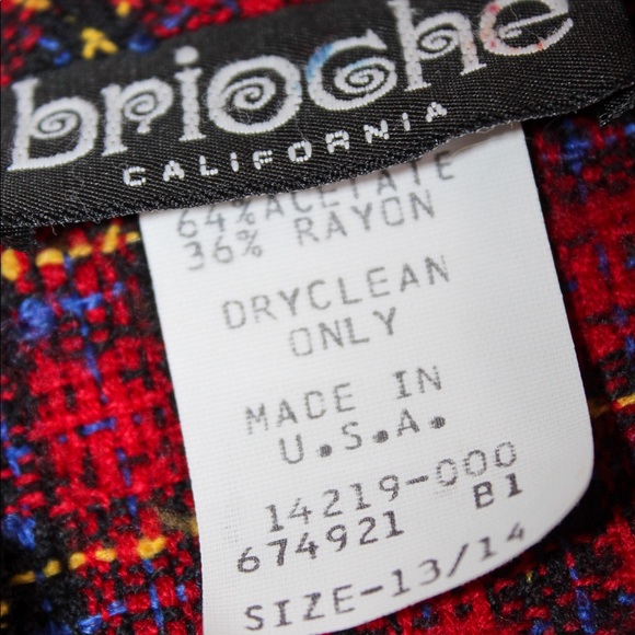 VTG 90s y2k Red/Black Plaid Tweed Fringe Boucle Zip-Up Blazer - Picture 6 of 9